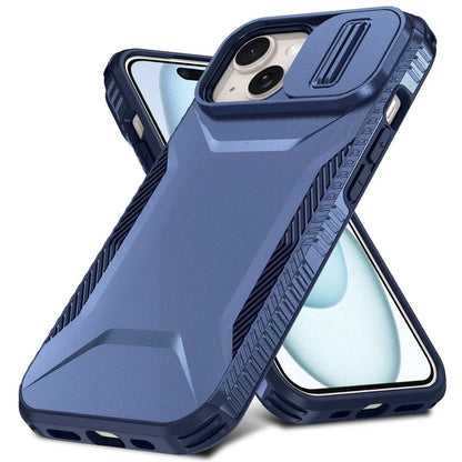 For iPhone 15 Plus Case TPU+PC Non-Slip Side Edge Phone Cover with Lens Lid