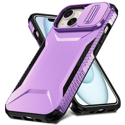 For iPhone 15 Plus Case TPU+PC Non-Slip Side Edge Phone Cover with Lens Lid