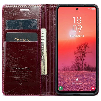 CASEME 003 Series For Samsung Galaxy A35 5G Case Retro Style Waxy Leather Phone Cover Stand Flip