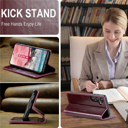 CASEME 003 Series For Samsung Galaxy A55 5G Leather Case Stand Retro Phone Cover