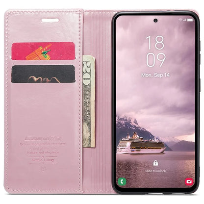 CASEME 003 Series For Samsung Galaxy A55 5G Leather Case Stand Retro Phone Cover