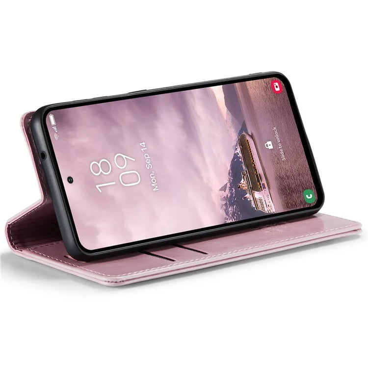 CASEME 003 Series For Samsung Galaxy A55 5G Leather Case Stand Retro Phone Cover