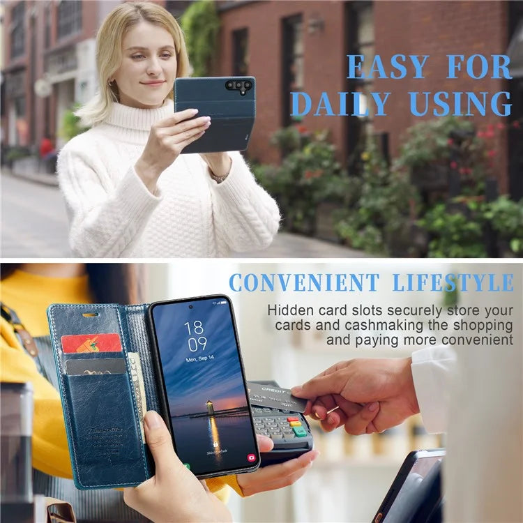 CASEME 003 Series For Samsung Galaxy A55 5G Leather Case Stand Retro Phone Cover