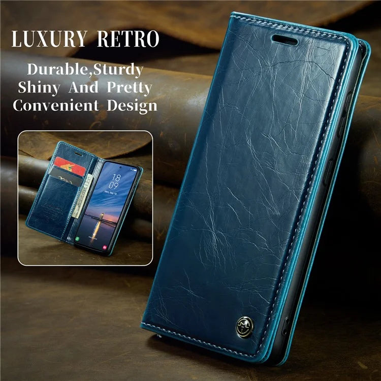 CASEME 003 Series For Samsung Galaxy A55 5G Leather Case Stand Retro Phone Cover