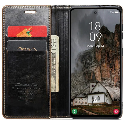 CASEME 003 Series For Samsung Galaxy A55 5G Leather Case Stand Retro Phone Cover