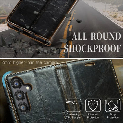 CASEME 003 Series For Samsung Galaxy A55 5G Leather Case Stand Retro Phone Cover