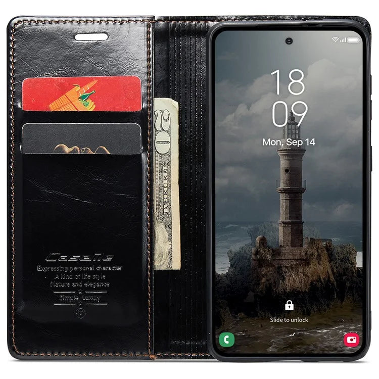CASEME 003 Series For Samsung Galaxy A55 5G Leather Case Stand Retro Phone Cover