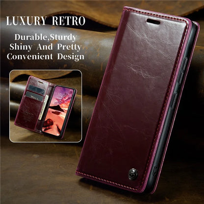 CASEME 003 Series For Xiaomi Redmi Note 13 Pro+ 5G Case Retro Style Waxy Leather Phone Cover