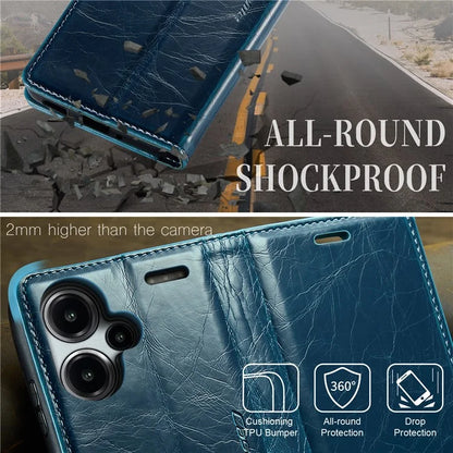 CASEME 003 Series For Xiaomi Redmi Note 13 Pro+ 5G Case Retro Style Waxy Leather Phone Cover