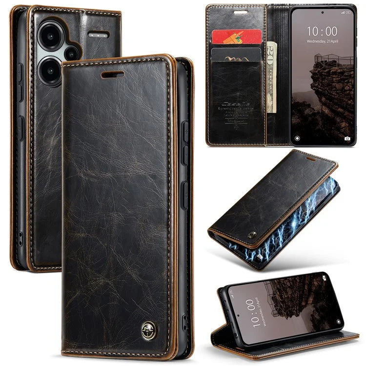 CASEME 003 Series For Xiaomi Redmi Note 13 Pro+ 5G Case Retro Style Waxy Leather Phone Cover