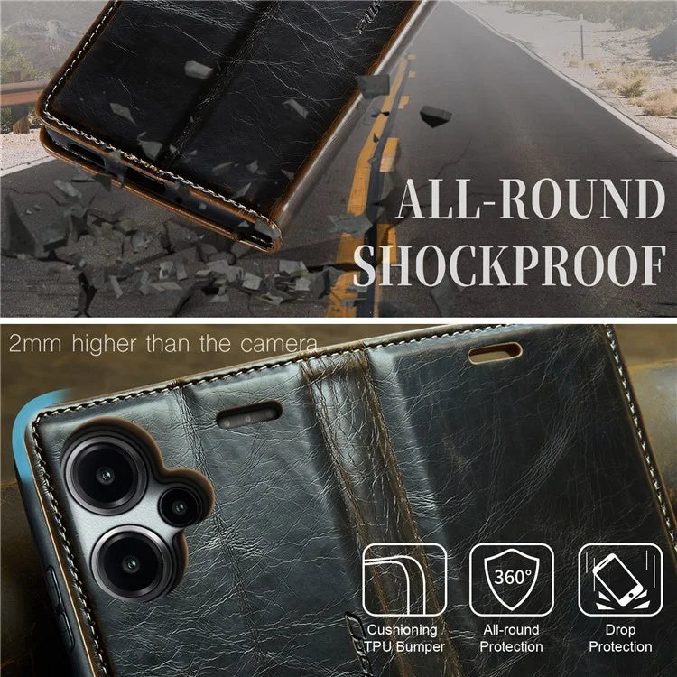 CASEME 003 Series For Xiaomi Redmi Note 13 Pro+ 5G Case Retro Style Waxy Leather Phone Cover