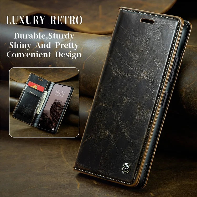 CASEME 003 Series For Xiaomi Redmi Note 13 Pro+ 5G Case Retro Style Waxy Leather Phone Cover
