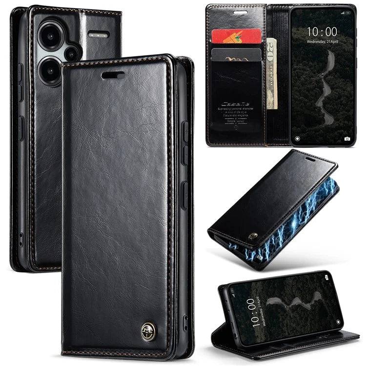 CASEME 003 Series For Xiaomi Redmi Note 13 Pro+ 5G Case Retro Style Waxy Leather Phone Cover