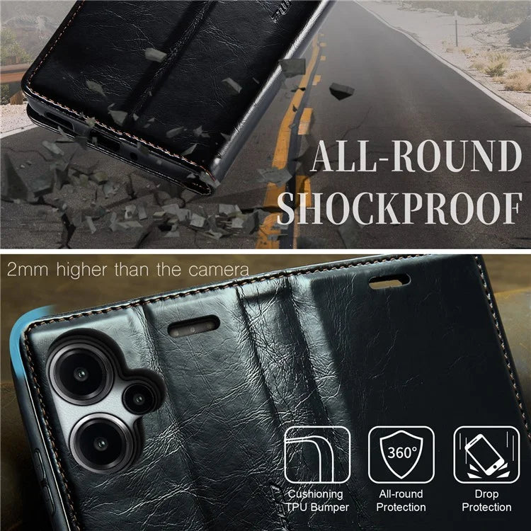 CASEME 003 Series For Xiaomi Redmi Note 13 Pro+ 5G Case Retro Style Waxy Leather Phone Cover