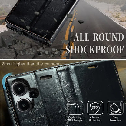 CASEME 003 Series For Xiaomi Redmi Note 13 Pro+ 5G Case Retro Style Waxy Leather Phone Cover
