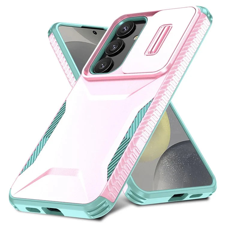 For Samsung Galaxy S24 Case Slide Lens Cover TPU+PC Phone Shell