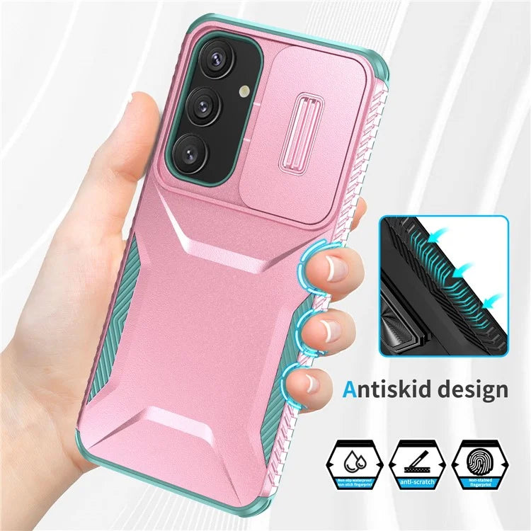 For Samsung Galaxy S24 Case Slide Lens Cover TPU+PC Phone Shell