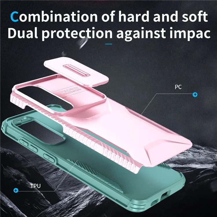 For Samsung Galaxy S24 Case Slide Lens Cover TPU+PC Phone Shell