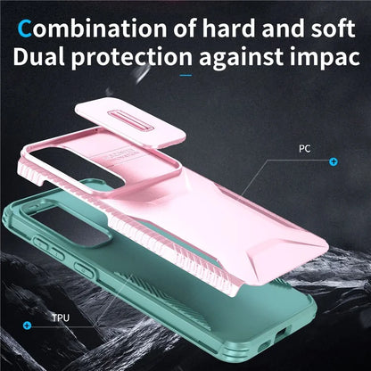 For Samsung Galaxy S24 Case Slide Lens Cover TPU+PC Phone Shell