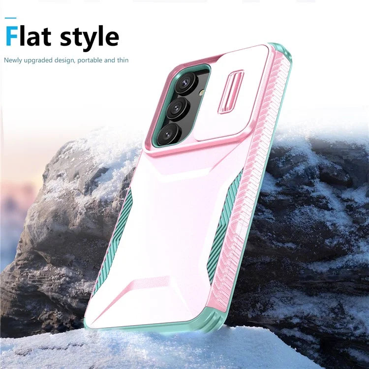 For Samsung Galaxy S24 Case Slide Lens Cover TPU+PC Phone Shell