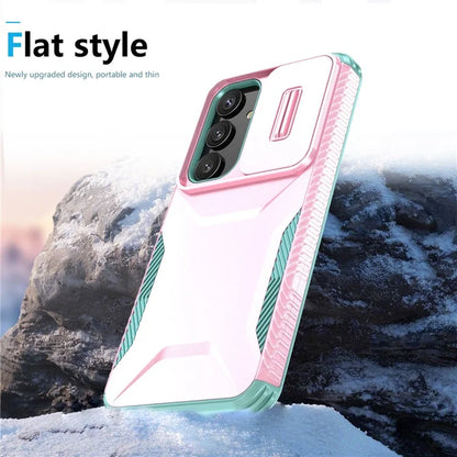 For Samsung Galaxy S24 Case Slide Lens Cover TPU+PC Phone Shell