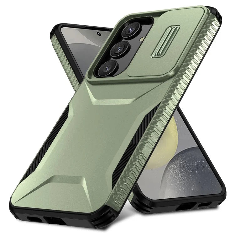 For Samsung Galaxy S24 Case Slide Lens Cover TPU+PC Phone Shell