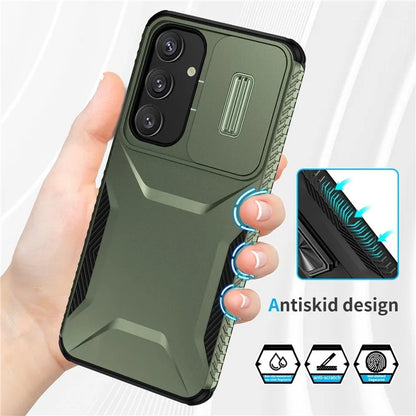 For Samsung Galaxy S24 Case Slide Lens Cover TPU+PC Phone Shell