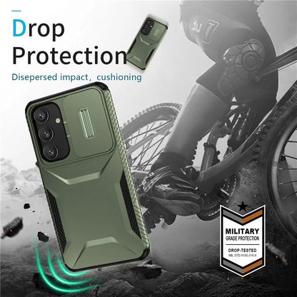 For Samsung Galaxy S24 Case Slide Lens Cover TPU+PC Phone Shell