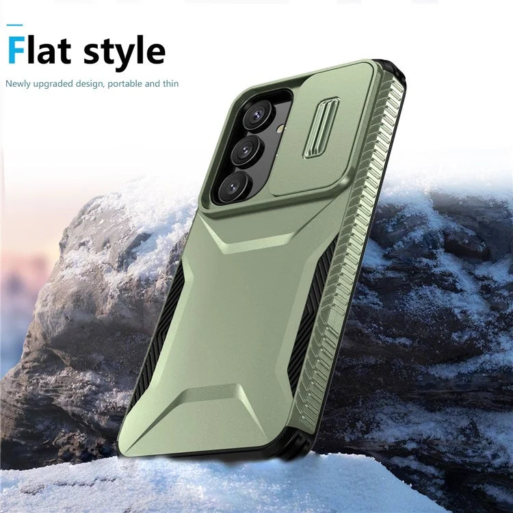 For Samsung Galaxy S24 Case Slide Lens Cover TPU+PC Phone Shell