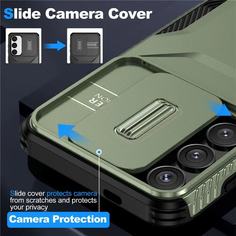 For Samsung Galaxy S24 Case Slide Lens Cover TPU+PC Phone Shell