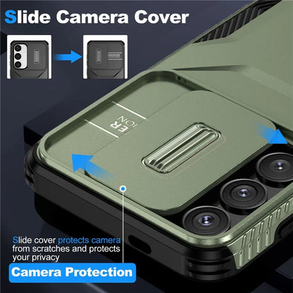 For Samsung Galaxy S24 Case Slide Lens Cover TPU+PC Phone Shell
