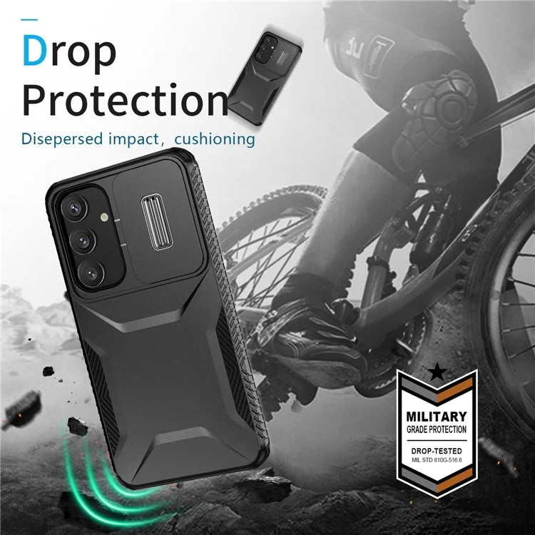 For Samsung Galaxy S24 Case Slide Lens Cover TPU+PC Phone Shell