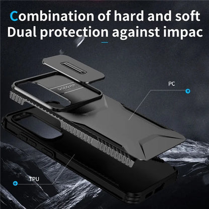 For Samsung Galaxy S24 Case Slide Lens Cover TPU+PC Phone Shell