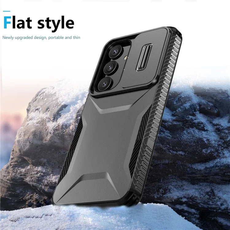 For Samsung Galaxy S24 Case Slide Lens Cover TPU+PC Phone Shell
