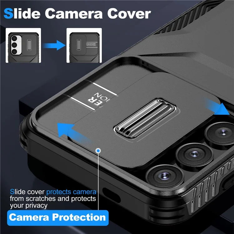 For Samsung Galaxy S24 Case Slide Lens Cover TPU+PC Phone Shell