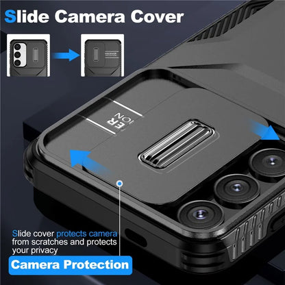 For Samsung Galaxy S24 Case Slide Lens Cover TPU+PC Phone Shell