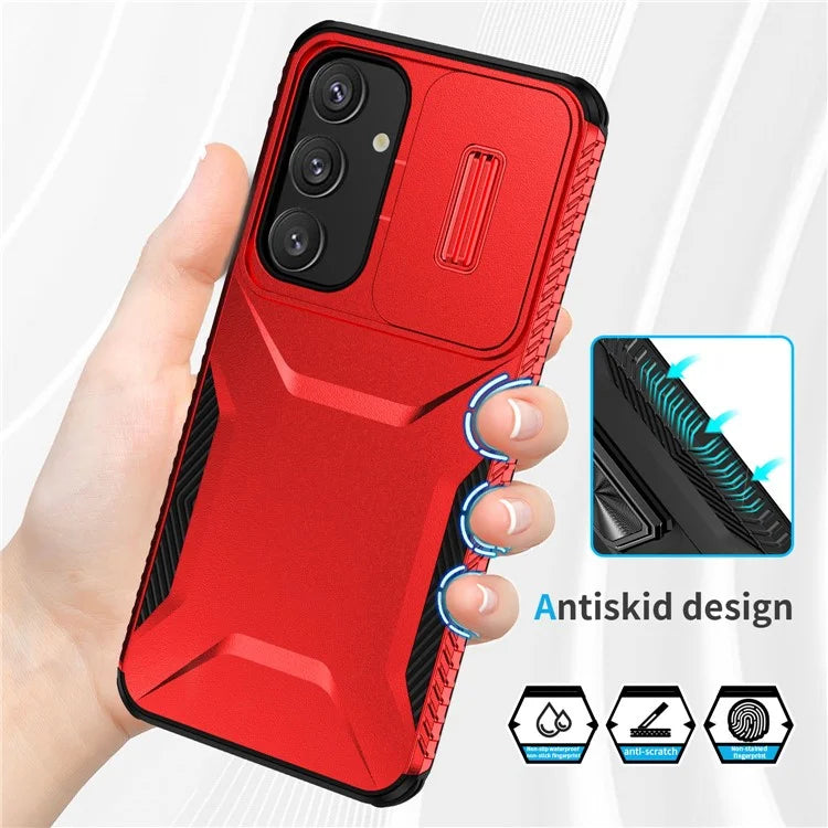 For Samsung Galaxy S24 Case Slide Lens Cover TPU+PC Phone Shell