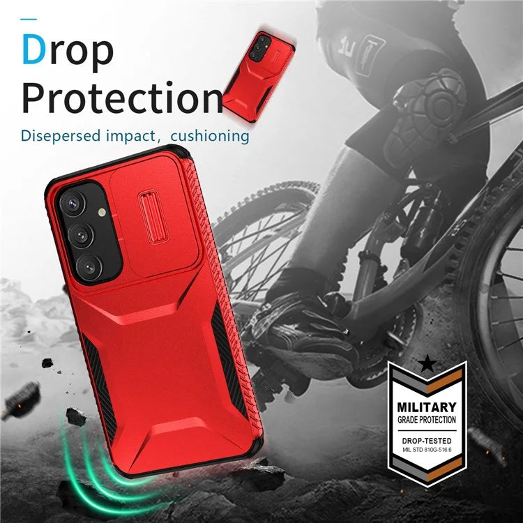 For Samsung Galaxy S24 Case Slide Lens Cover TPU+PC Phone Shell