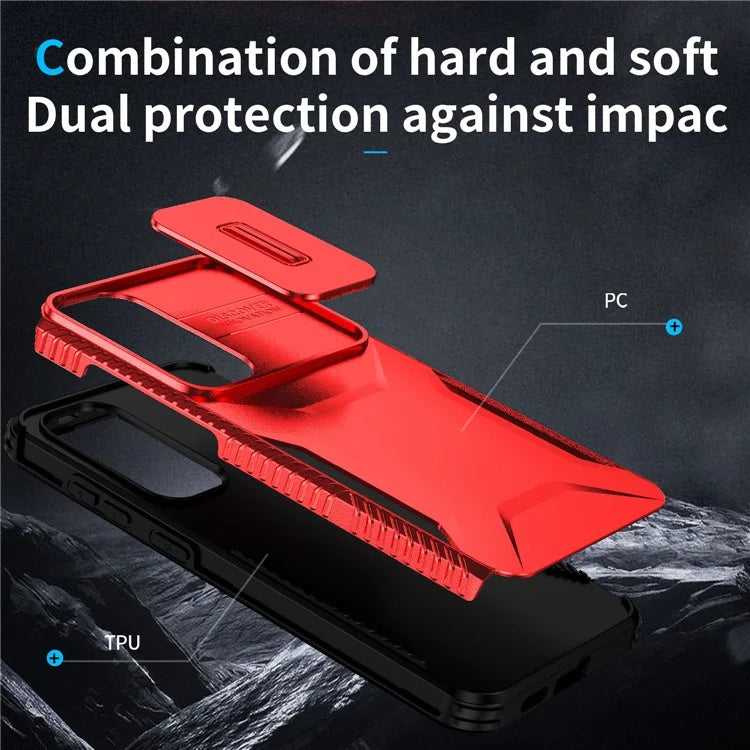 For Samsung Galaxy S24 Case Slide Lens Cover TPU+PC Phone Shell