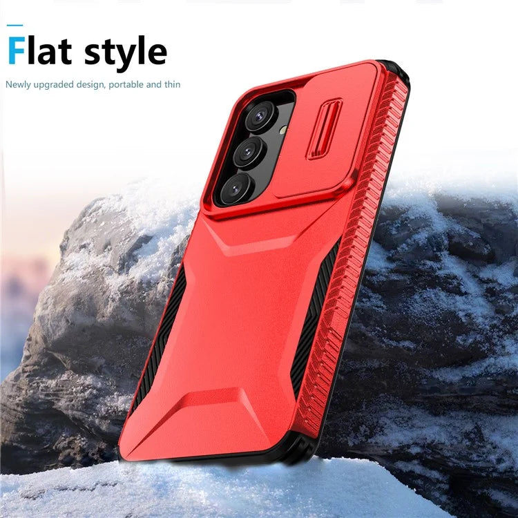 For Samsung Galaxy S24 Case Slide Lens Cover TPU+PC Phone Shell