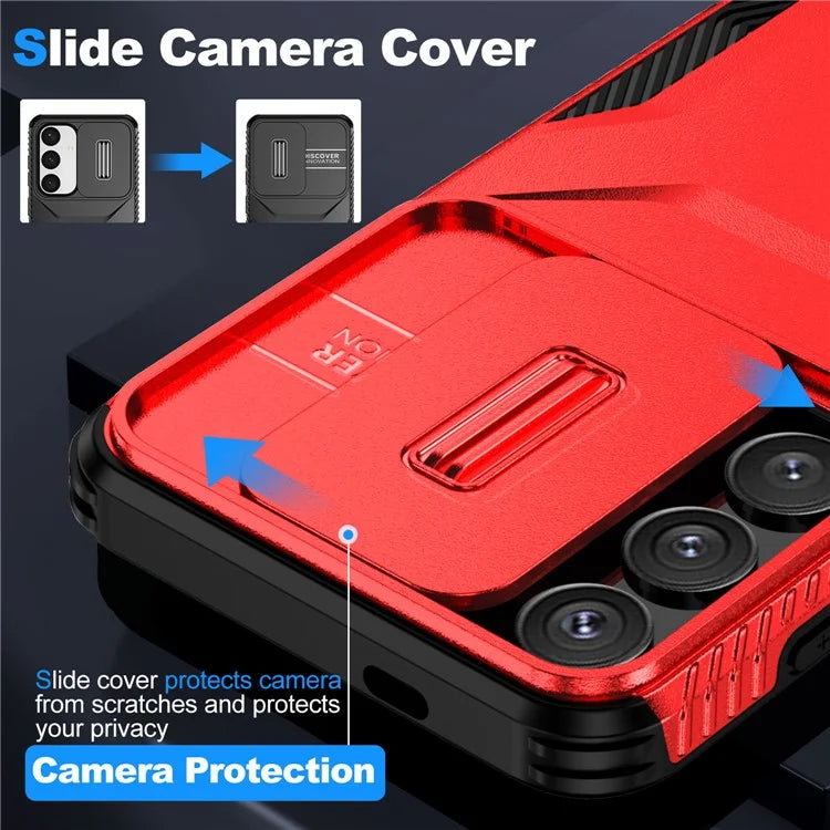 For Samsung Galaxy S24 Case Slide Lens Cover TPU+PC Phone Shell