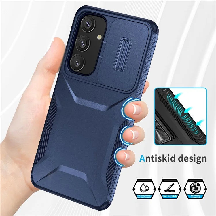 For Samsung Galaxy S24 Case Slide Lens Cover TPU+PC Phone Shell