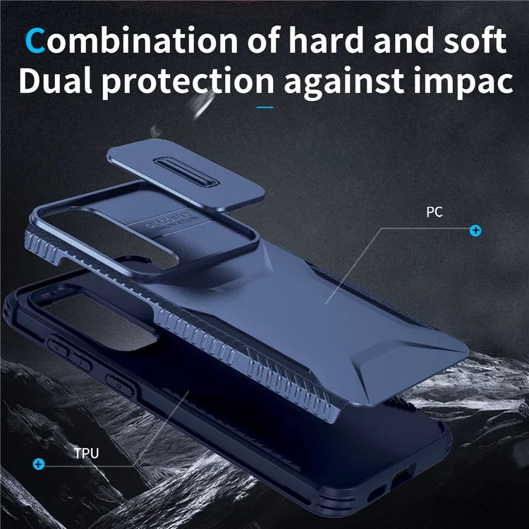 For Samsung Galaxy S24 Case Slide Lens Cover TPU+PC Phone Shell