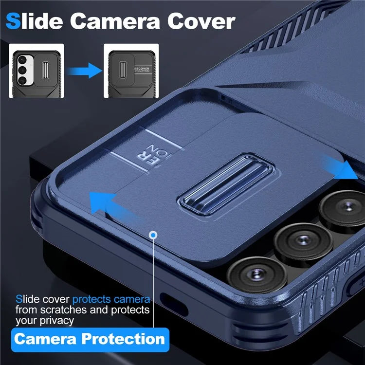 For Samsung Galaxy S24 Case Slide Lens Cover TPU+PC Phone Shell