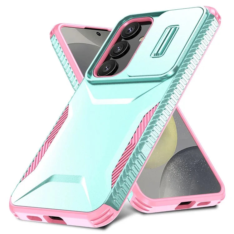 For Samsung Galaxy S24 Case Slide Lens Cover TPU+PC Phone Shell