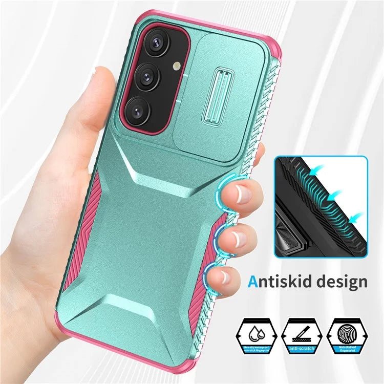 For Samsung Galaxy S24 Case Slide Lens Cover TPU+PC Phone Shell