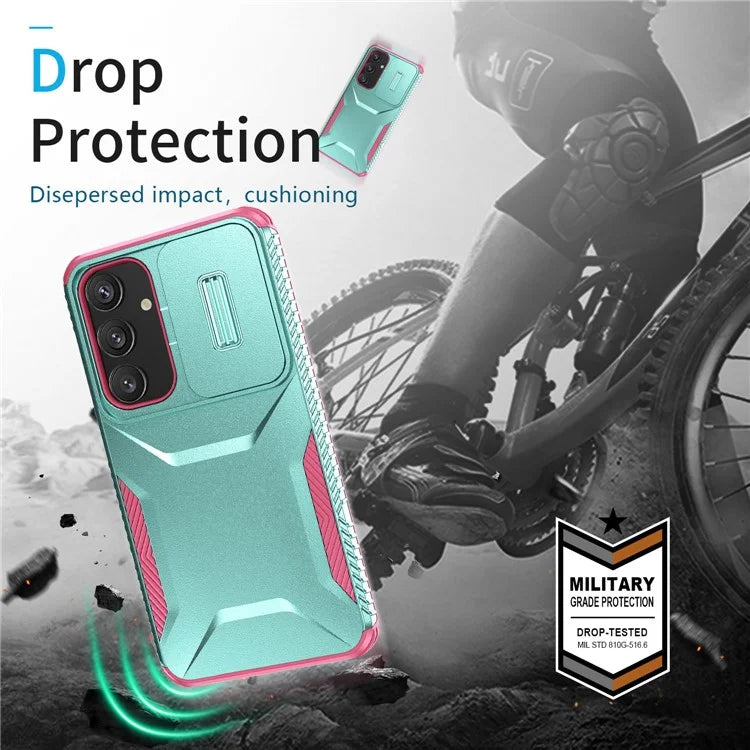 For Samsung Galaxy S24 Case Slide Lens Cover TPU+PC Phone Shell