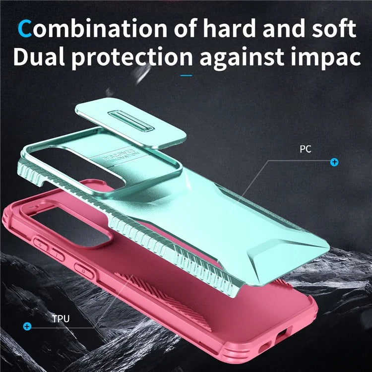 For Samsung Galaxy S24 Case Slide Lens Cover TPU+PC Phone Shell