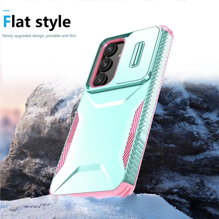 For Samsung Galaxy S24 Case Slide Lens Cover TPU+PC Phone Shell