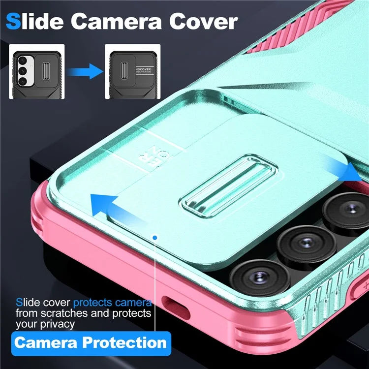 For Samsung Galaxy S24 Case Slide Lens Cover TPU+PC Phone Shell